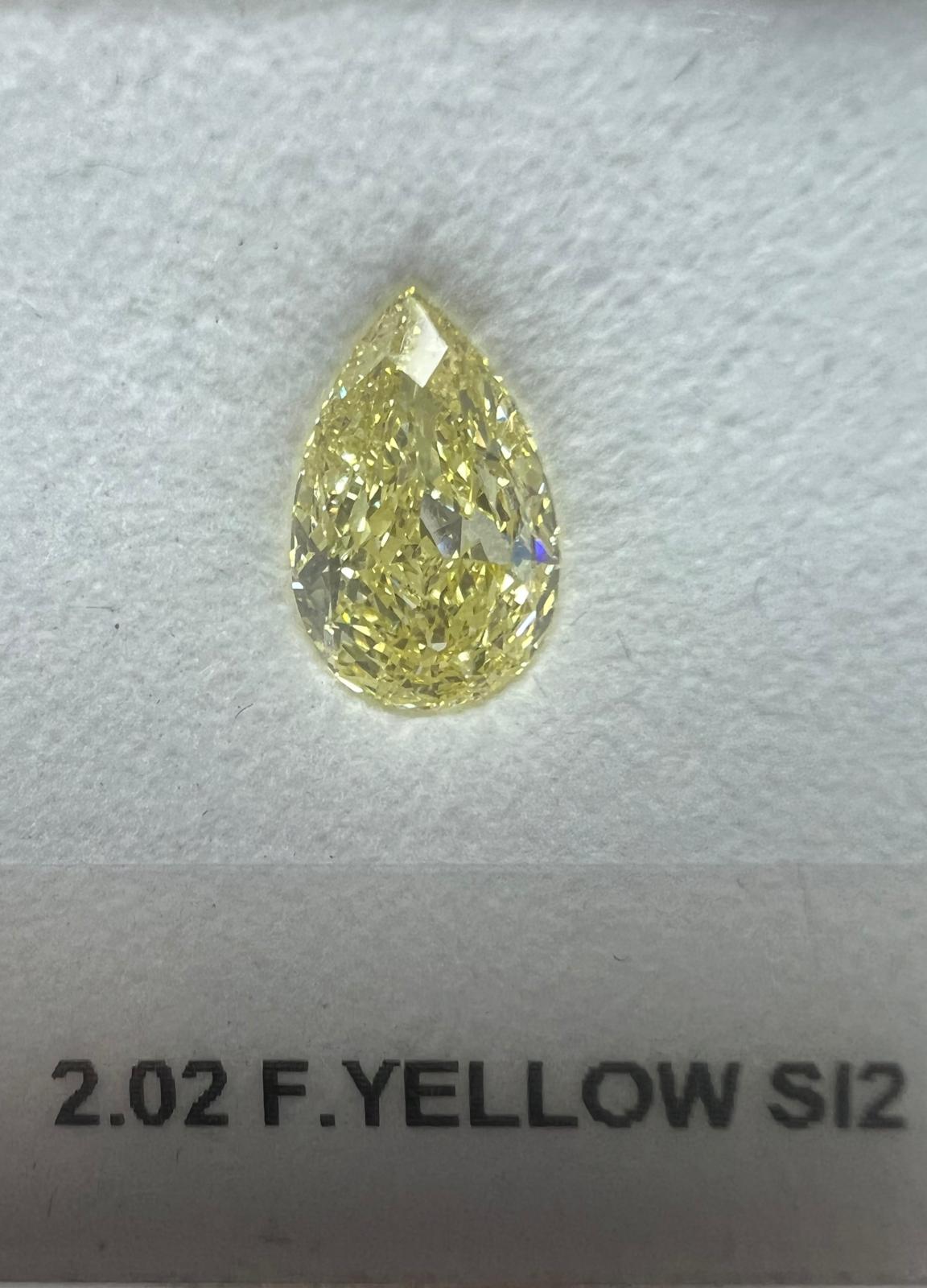 2.02 Carat PEAR Shape YELLOW Color Diamond
