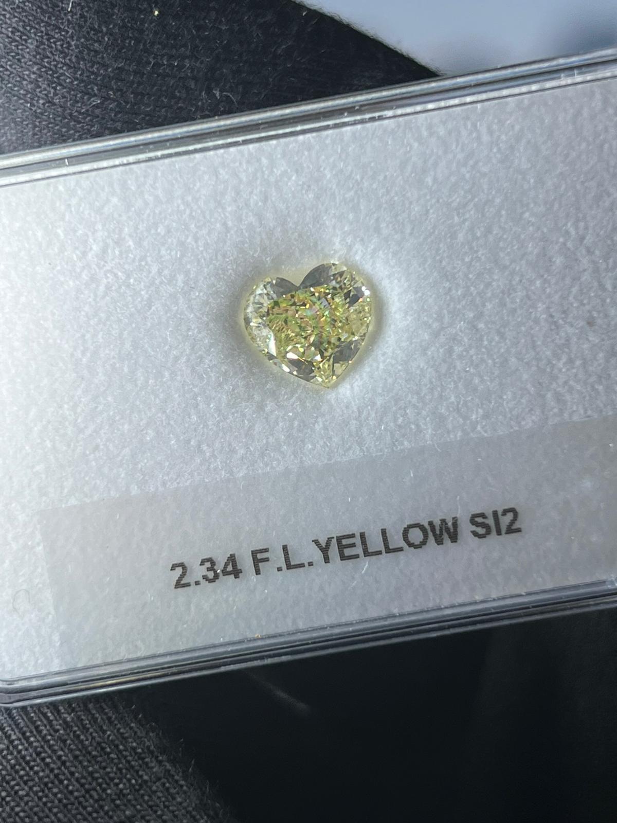 2.34 Carat HEART Shape YELLOW Color Diamond