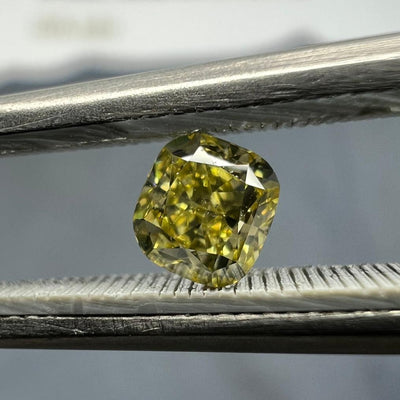 YELLOW Diamond, 0.31 Carat, CUSHION Shape, SI1 Clarity