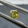 Yellow diamond, 0.30 carat, cushion shape, VVS1 clarity