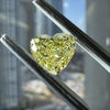 Yellow diamond, 1.72 carat, heart shape, SI2 clarity