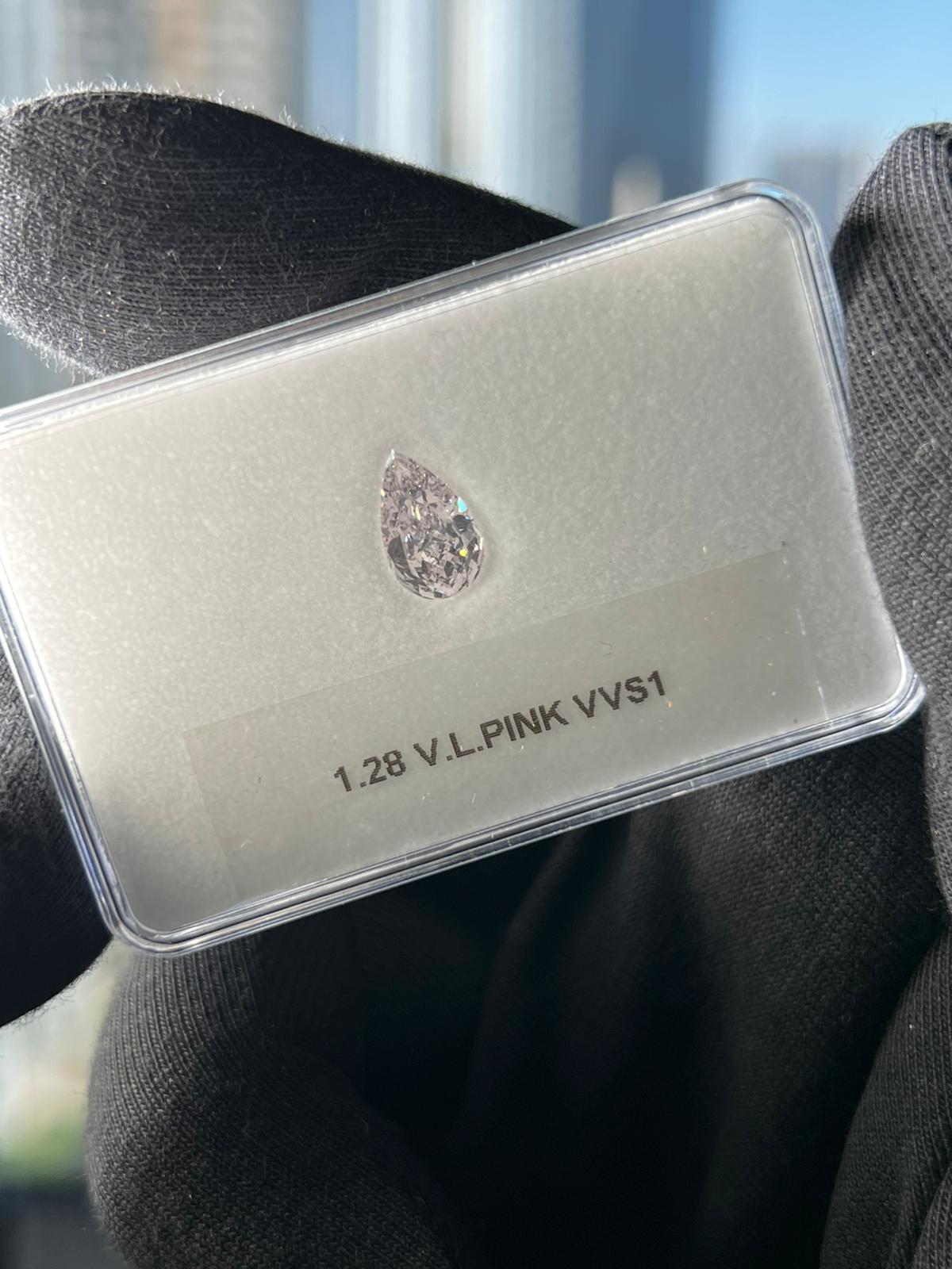 1.28 Carat PEAR Shape PINK Color Diamond