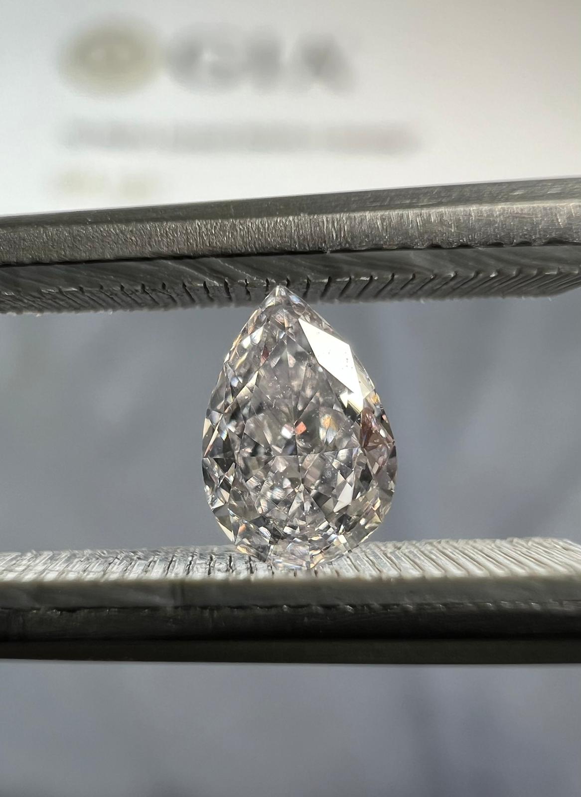 Pink diamond, 0.30 carat, pear shape, VS2 clarity