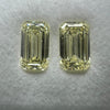 Light yellow diamonds, 1.27 & 1.26 carats, matching emerald shapes, VS1 & VVS2 clarity