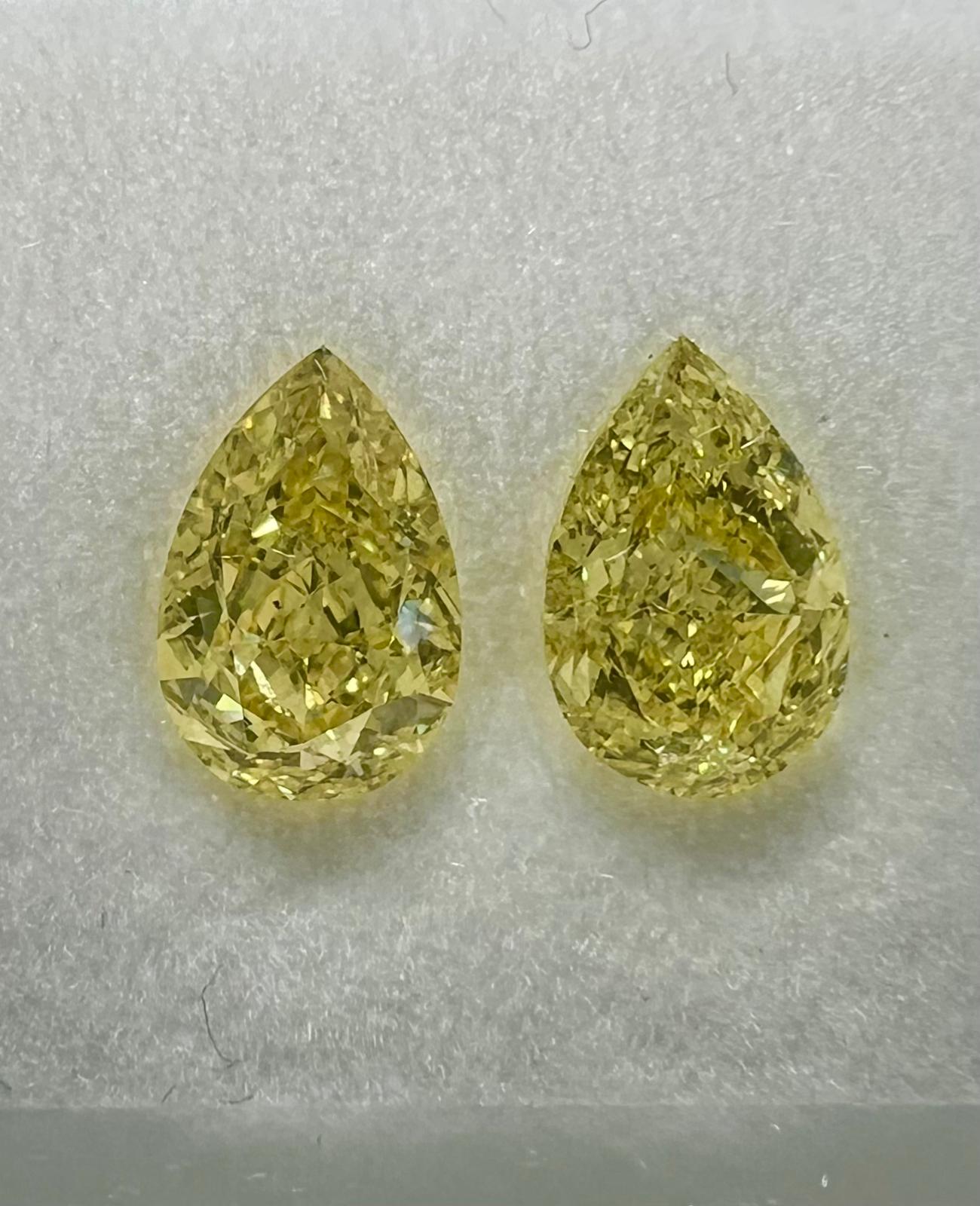 YELLOW Diamond, 1.60 Carat, PEAR Shape, SI1 Clarity