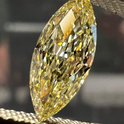 Yellow diamond, 0.80 carat, marquise shape, VS2 clarity