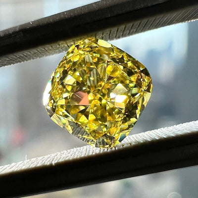 0.72 Carat CUSHION Shape YELLOW Color Diamond