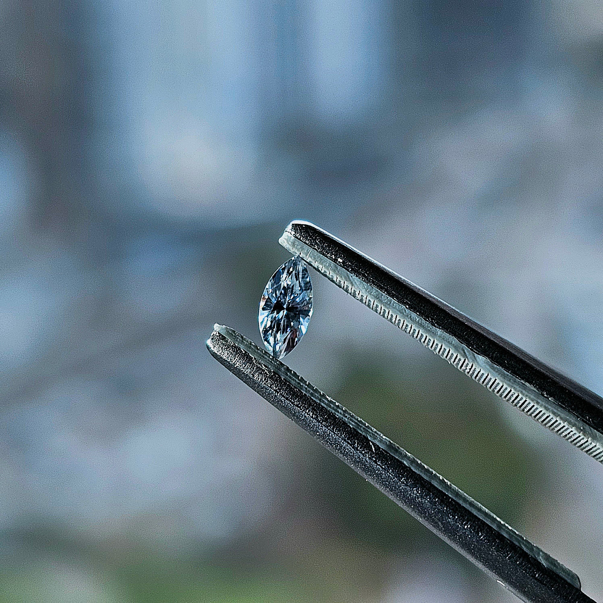 Blue Diamond, 0.11 Carat, Marquise Shape