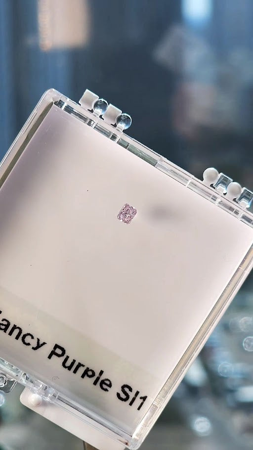 Purple diamond, 0.19 carat, radiant shape, SI1 clarity