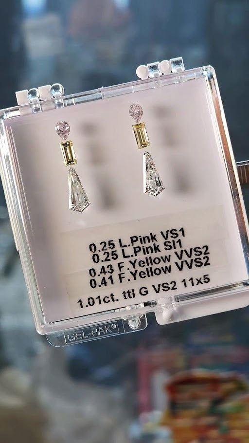 Collection of pink, yellow & colorless natural diamonds, 2.35ct, VVS2-SI1 clarity