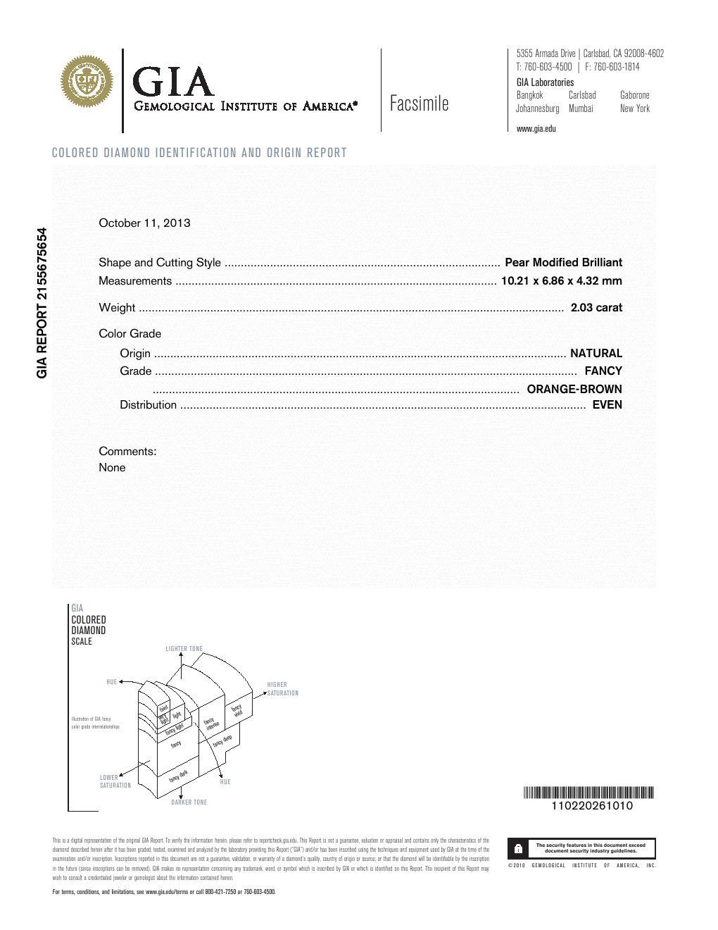 2.03 Carat PEAR Shape BROWN Color Diamond - VMK Diamonds