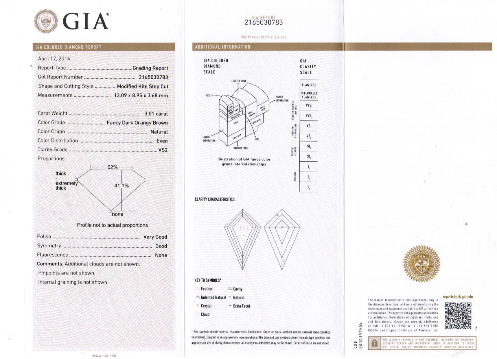 3.01 Carat SHIELD Shape BROWN Color Diamond - VMK Diamonds
