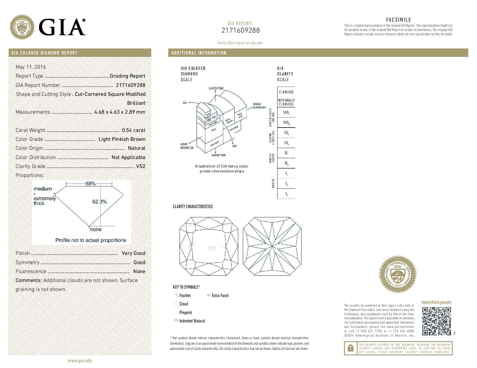 0.54 Carat RADIANT Shape BROWN Color Diamond - VMK Diamonds