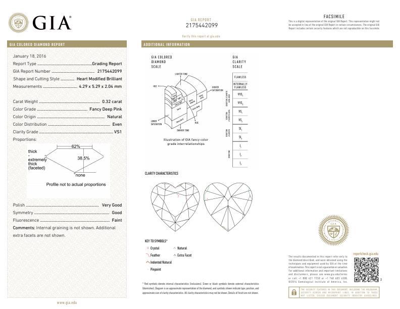 Fancy Deep Pink diamond 0.32 Carat HEART Shape :2175442099