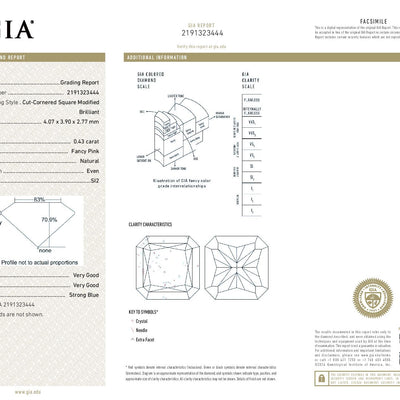0.43 Carat RADIANT Shape PINK Color Diamond - VMK Diamonds