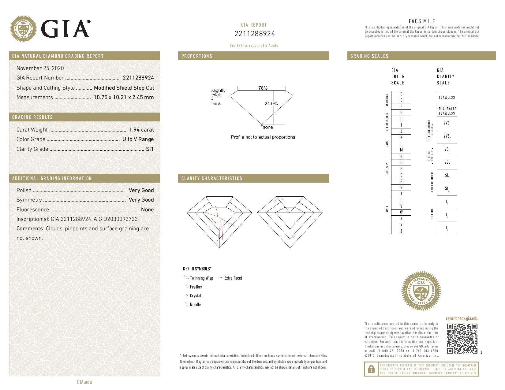 1.94 Carat SHIELD Shape UV Color Diamond - VMK Diamonds