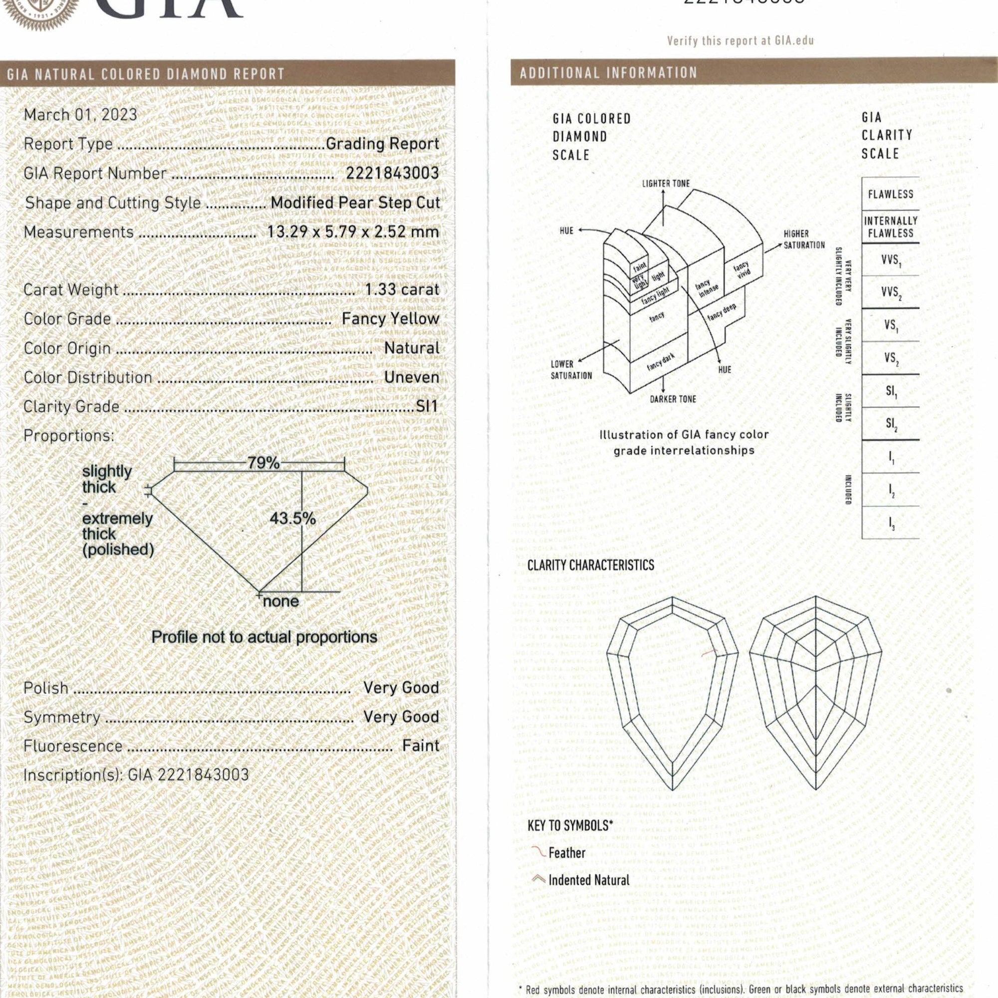 YELLOW Diamond 1.33 Carat: 2221843003