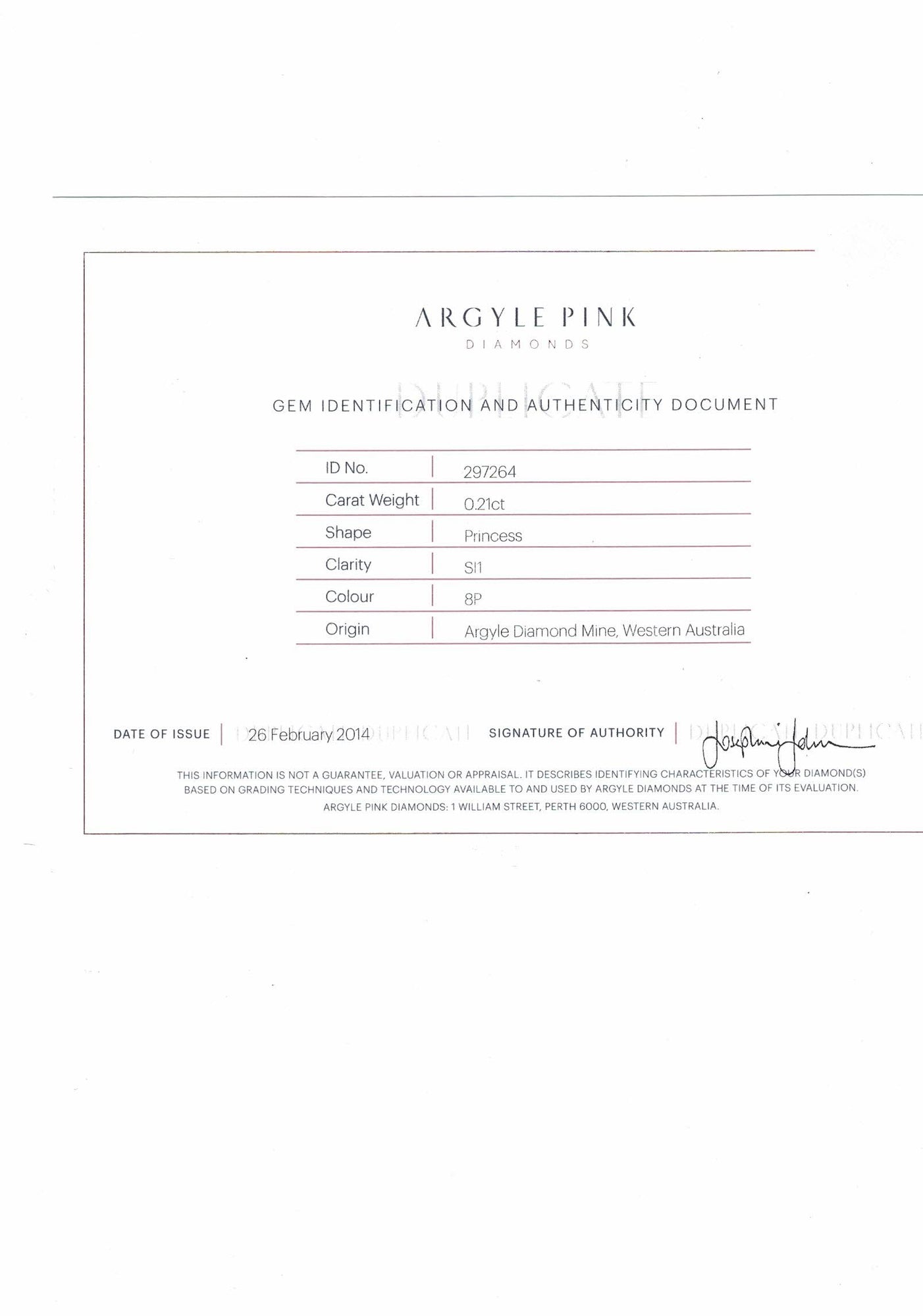 argyle pink diamond certificate, natural argyle pink, natural pink diamond, pink princess cut