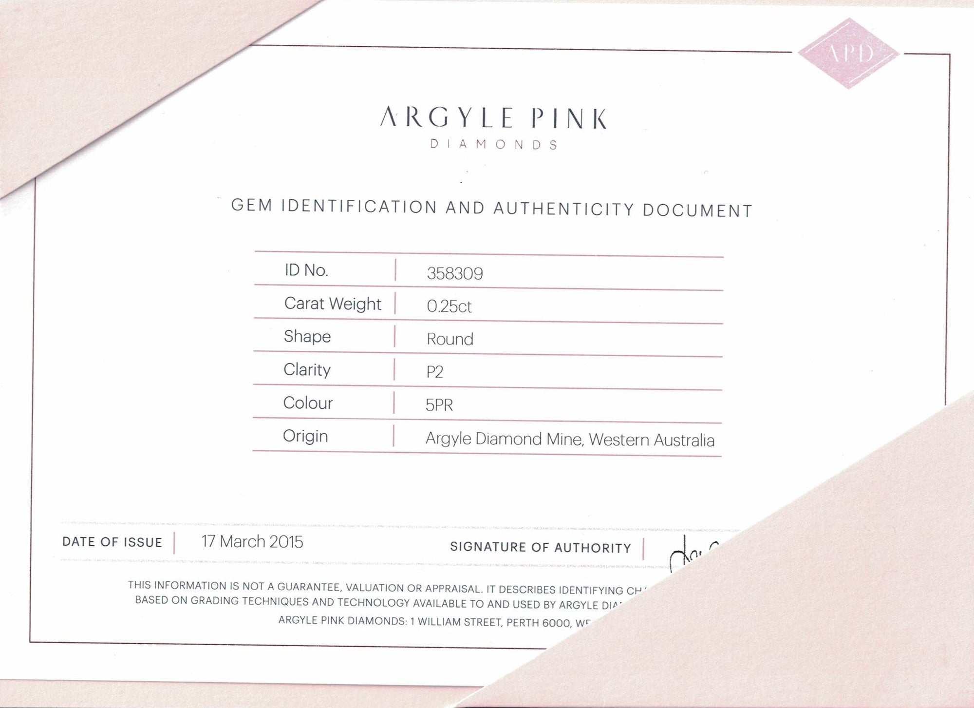 Pink Diamond 0.25 Carat 358309