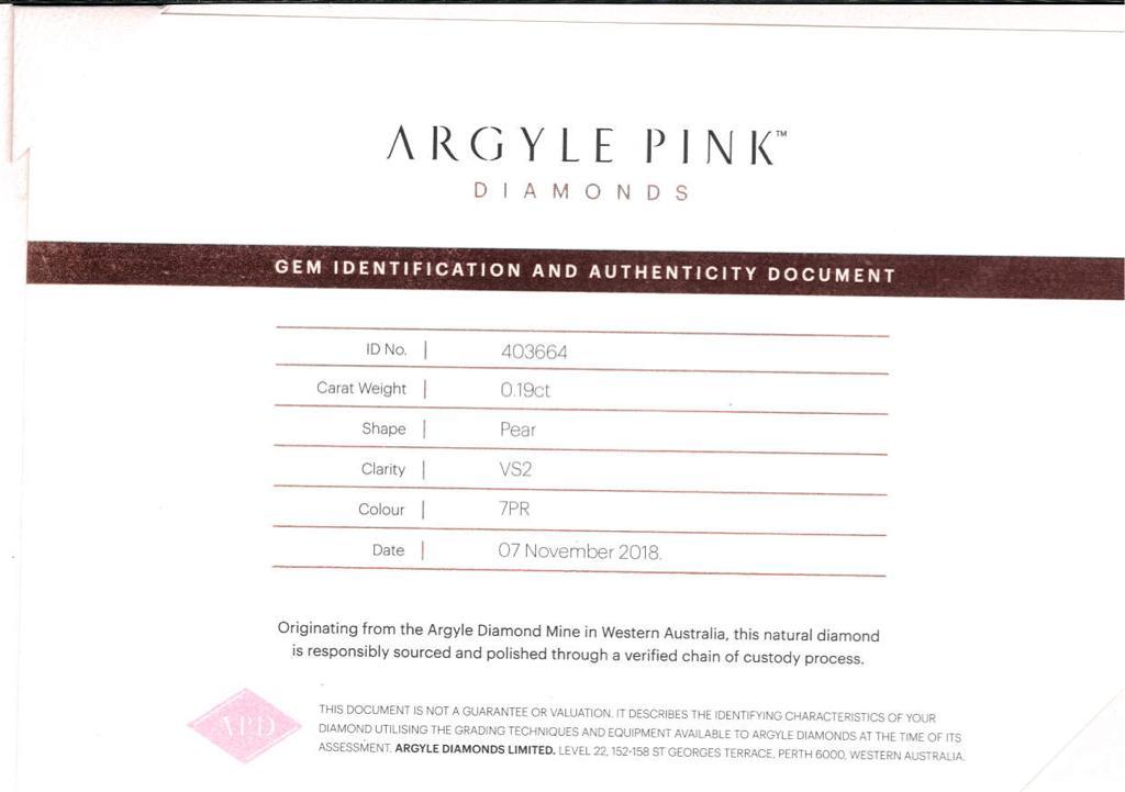 0.19 Carat PEAR Shape PINK Color Diamond - VMK Diamonds