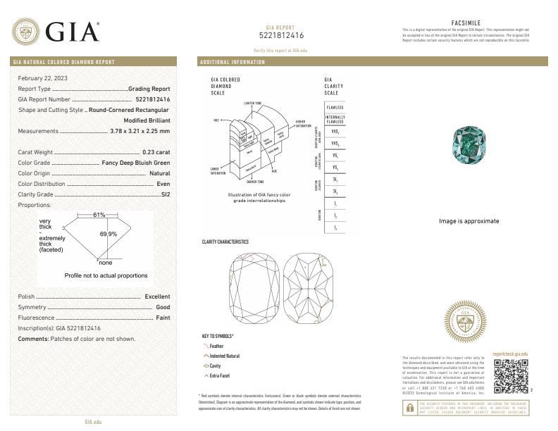 5221812416 GIA certificate for natural colored green diamond, rare green diamond, green diamond, rare diamond