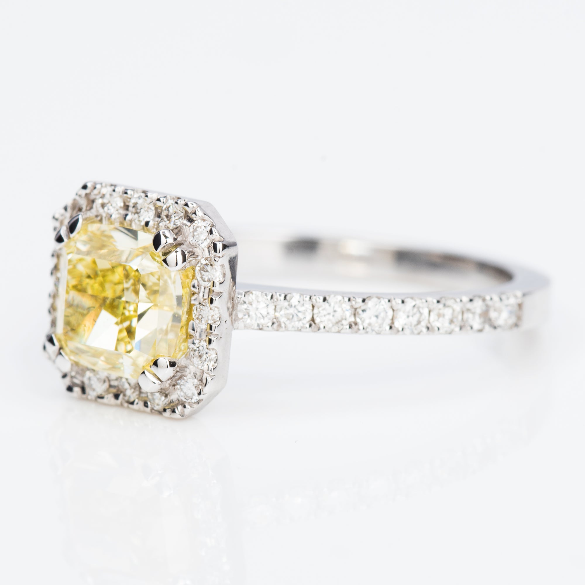 Halo Intense Yellow Ring, 1.72 carat - VMK Diamonds