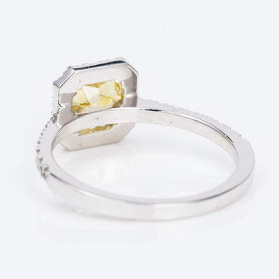 Halo Intense Yellow Ring, 1.72 carat - VMK Diamonds