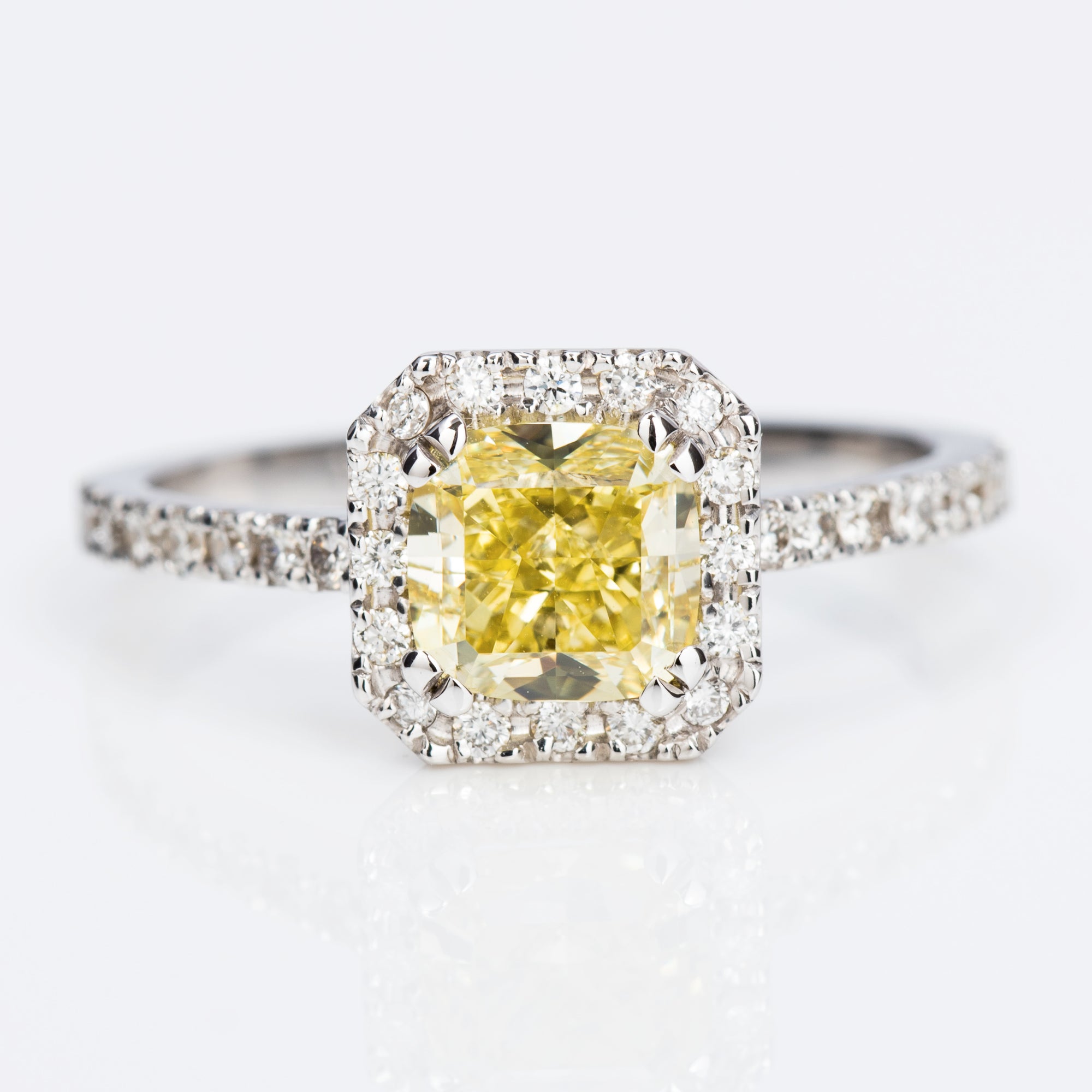 Halo Intense Yellow Ring, 1.72 carat - VMK Diamonds