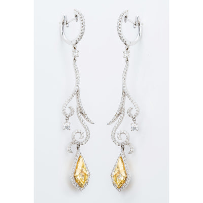 Yellow Diamond Earrings, 4.35 carat - VMK Diamonds