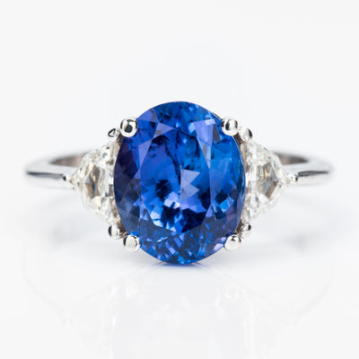 Blue Tanzanite & Diamond Ring, 4.16 carat - VMK Diamonds