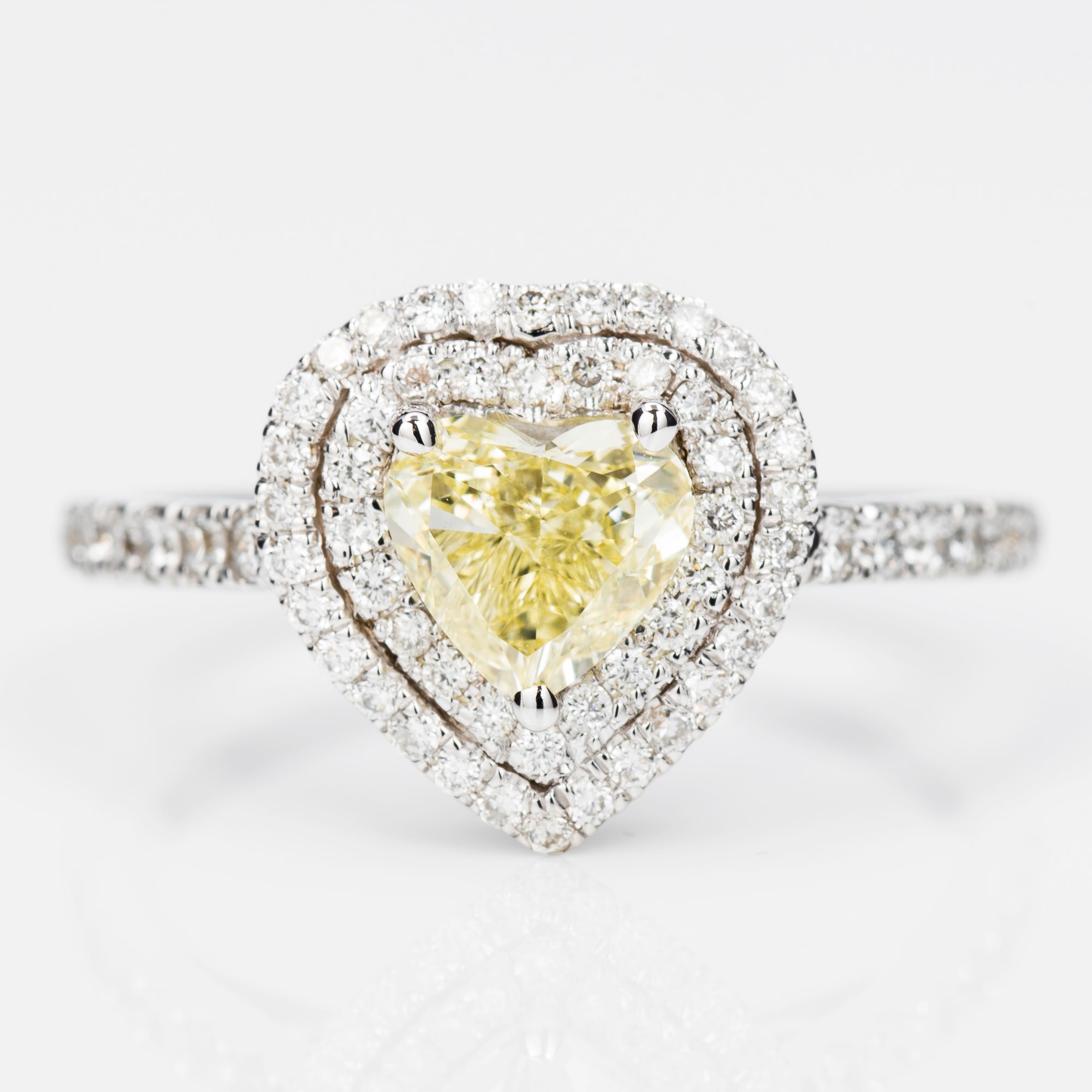 Double Halo Yellow Diamond RIng, 1.37 carat - VMK Diamonds