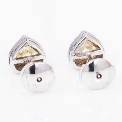 Heart shaped Fancy Yellow Diamond Earring, 1.94 carat - VMK Diamonds