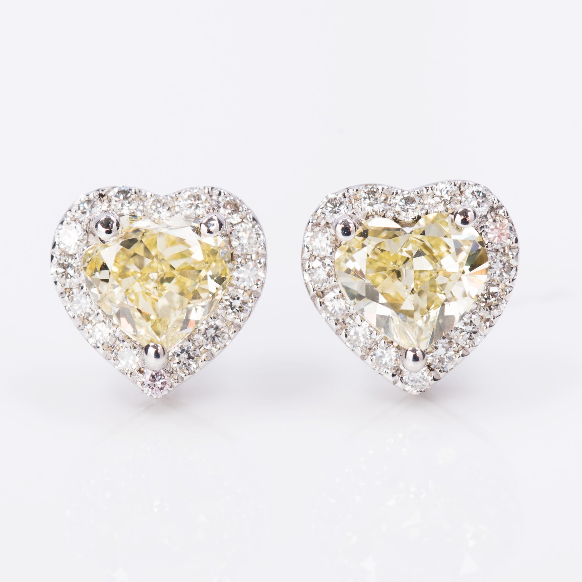 Heart shaped Fancy Yellow Diamond Earring, 1.94 carat - VMK Diamonds