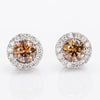 Halo Studs Cognac Diamond Earring, 1.38 carat - VMK Diamonds