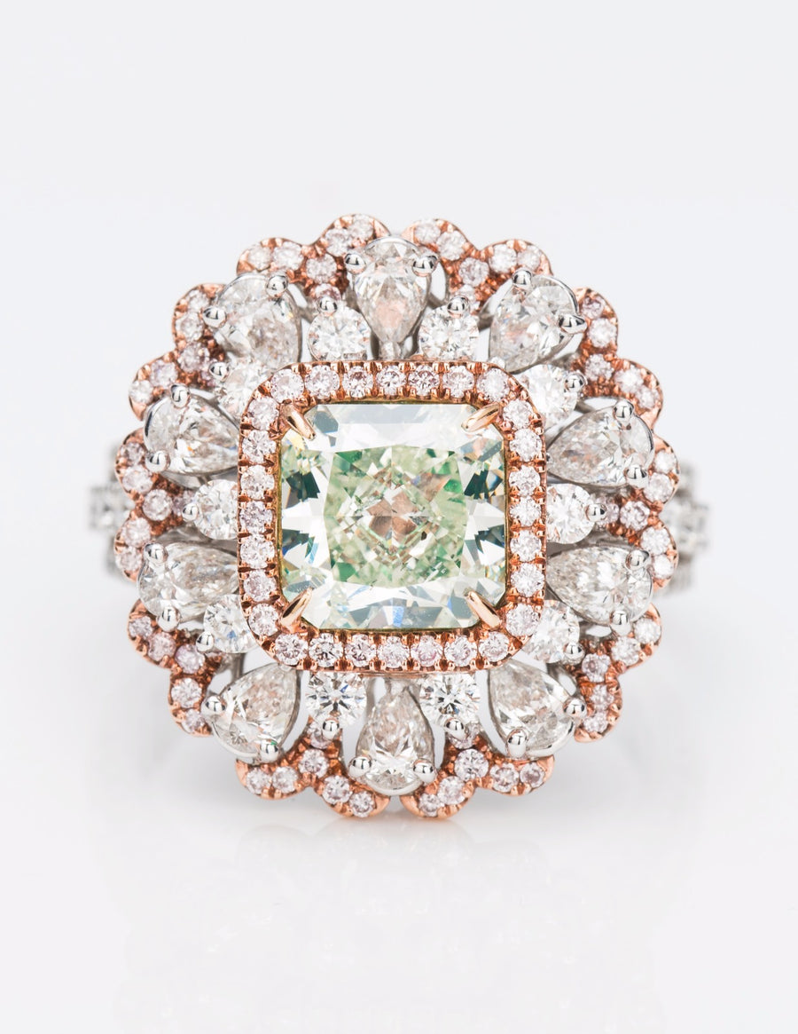 Fancy Light Green Diamond Ring, 3.22 carat - VMK Diamonds