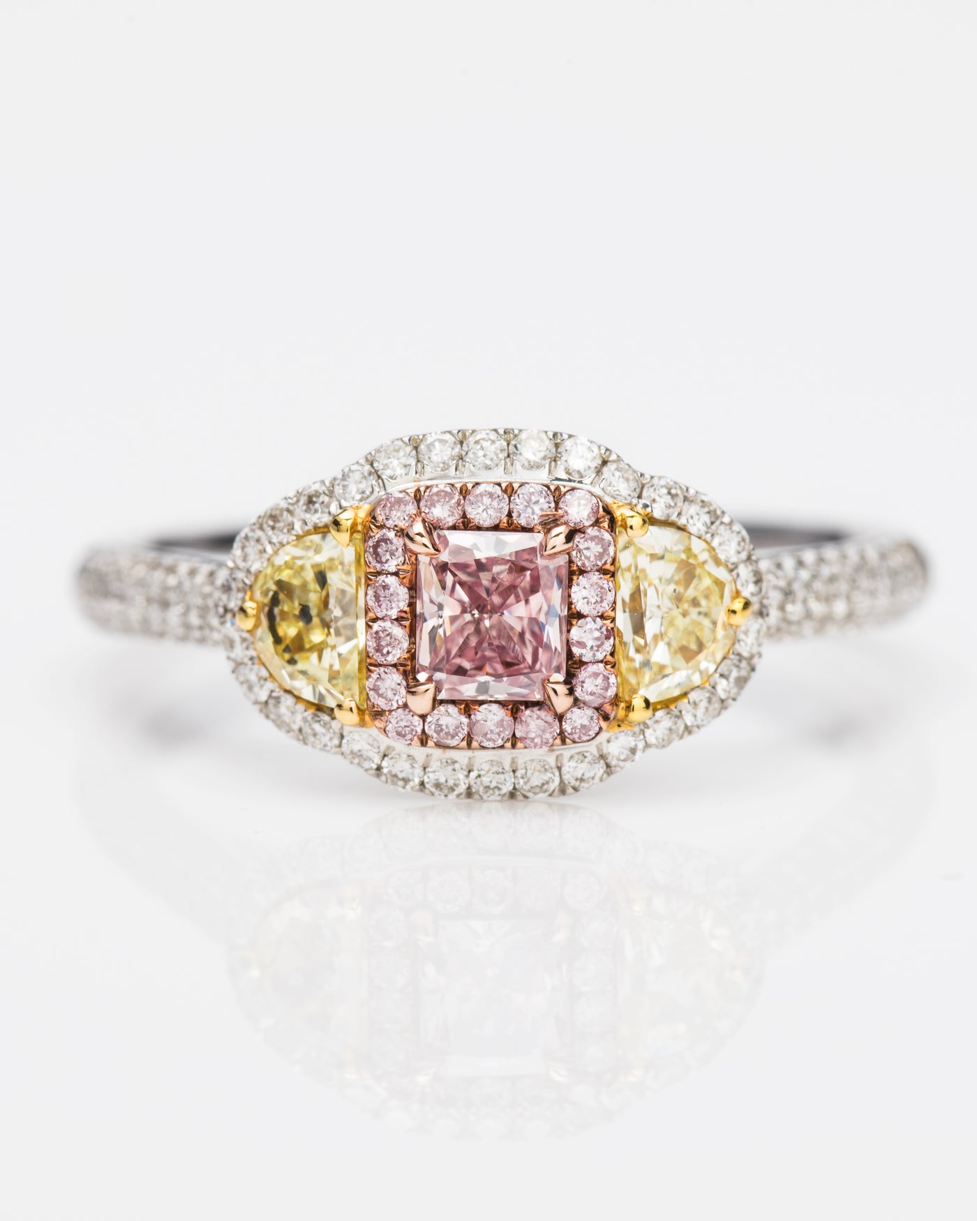 PINK Color Diamond Ring (1.08 Carat) 18K White Gold