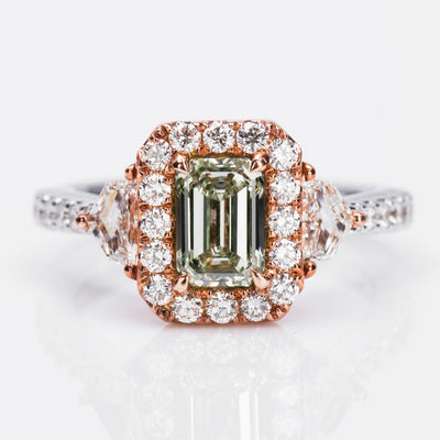 Unique Fancy Light Green Diamond Ring, 2.23 (total carat) - VMK Diamonds