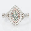 Fancy LIght Grey Marquise Double Halo Diamond Ring, GIA certified, 1.10 total carat.