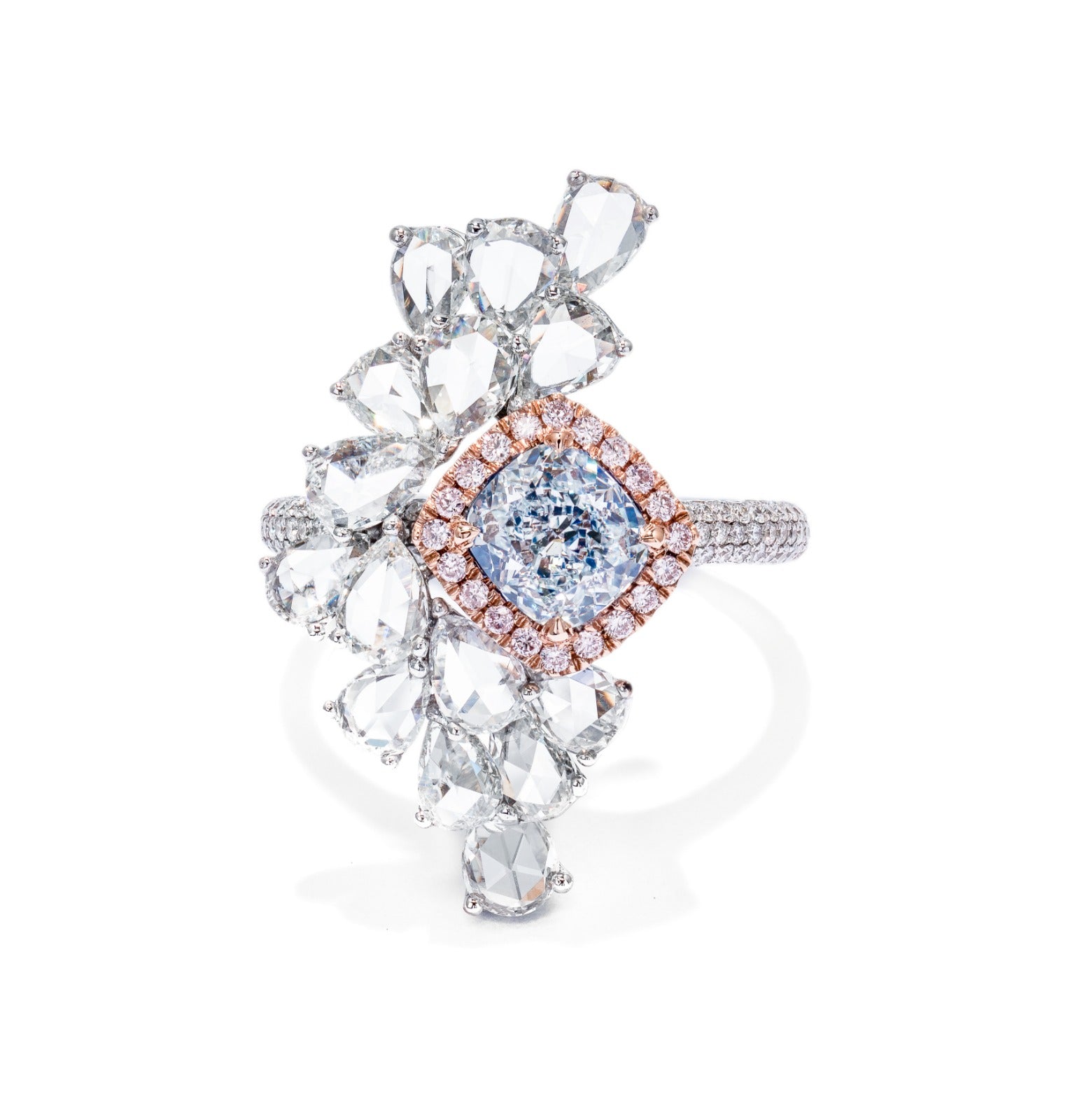 Halo Light Blue Diamond Ring, 2.24 carat - VMK Diamonds