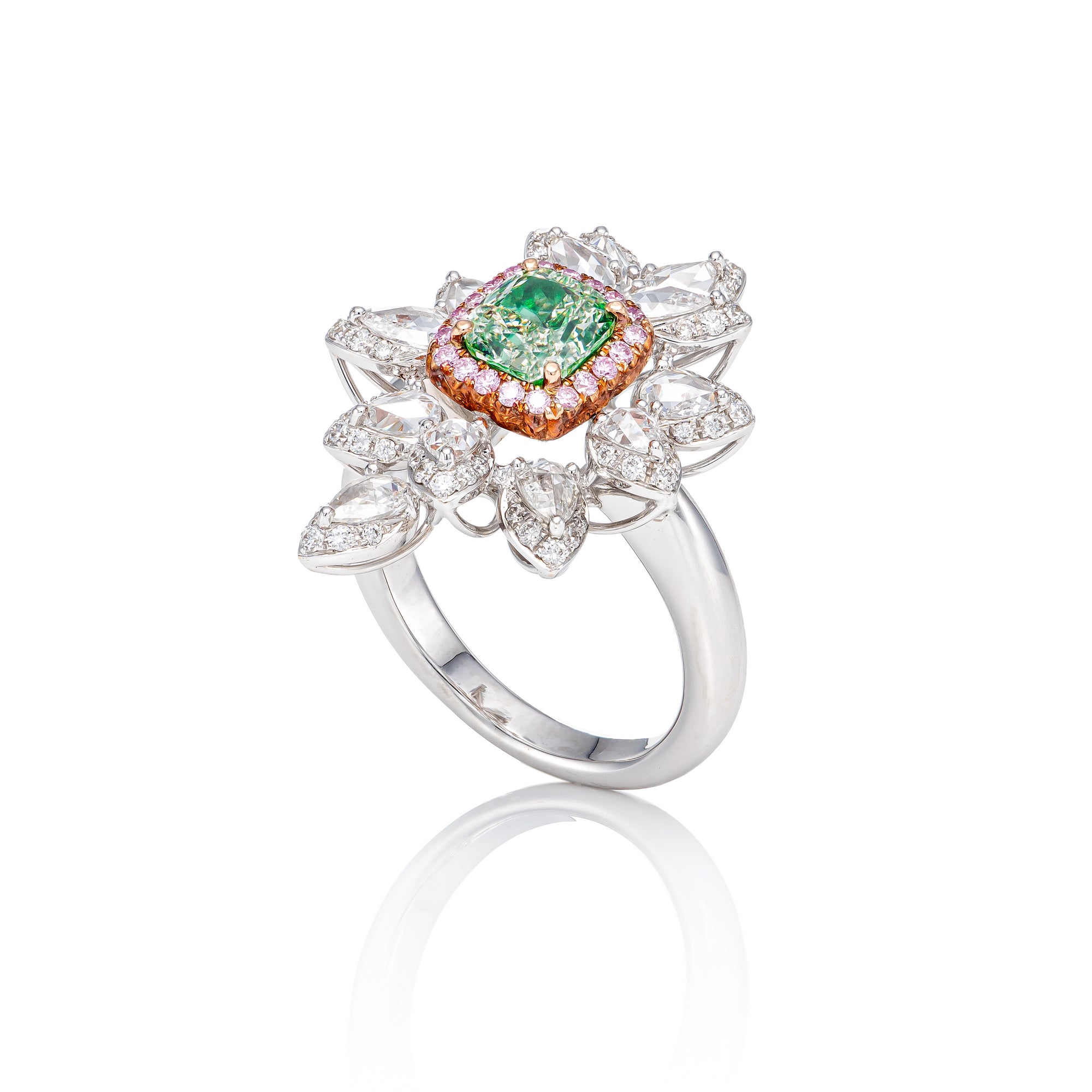 Light green diamond ring, 2.55 carat