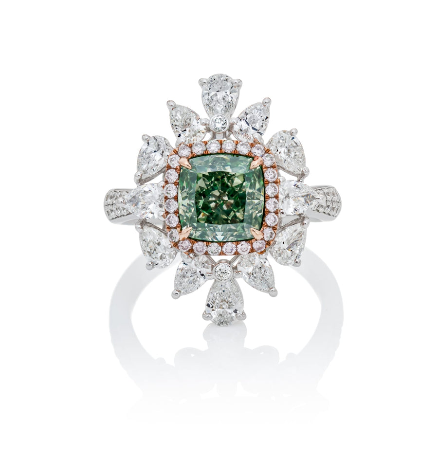 Fancy green diamond ring, 5.48 carat