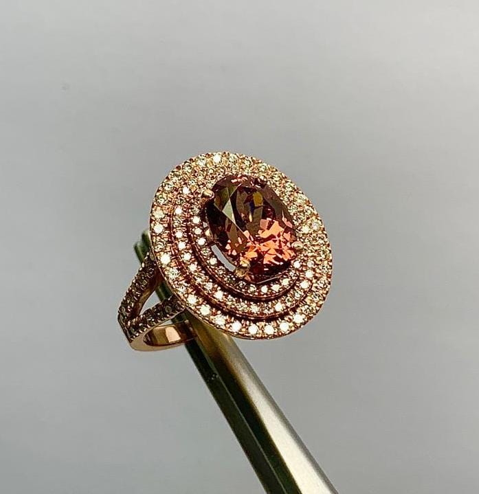 Double halo orange diamonds 5.90 carat