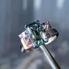 Aqua marine & morganite emerald ring, 4.34 total carat.