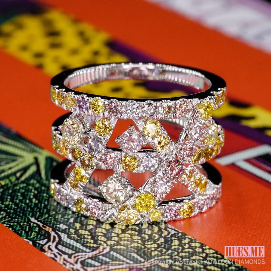 Pink & yellow diamond ring, 2.07 carat