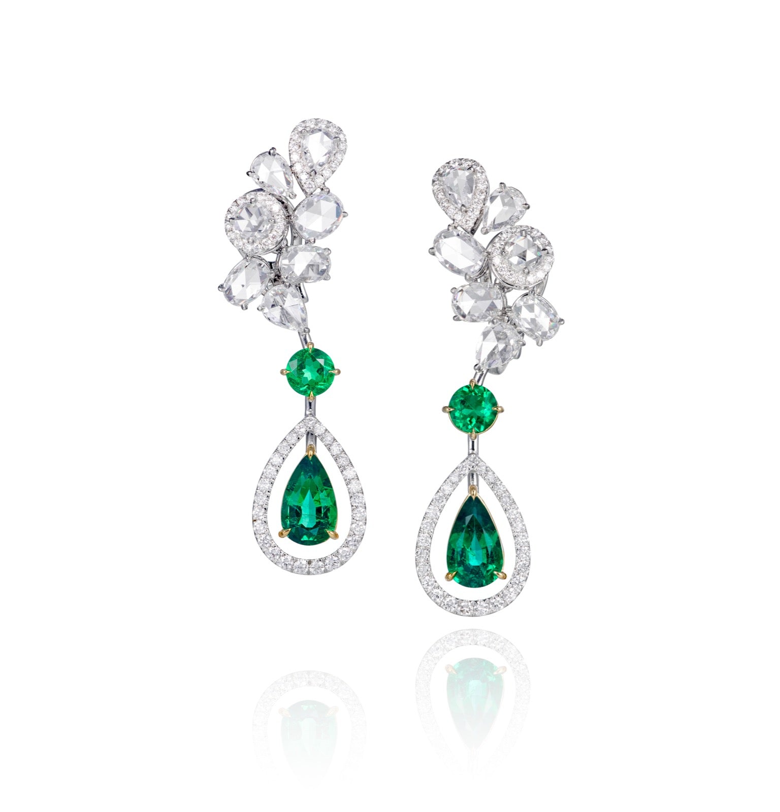 Green diamond earrings, 12.19 carat