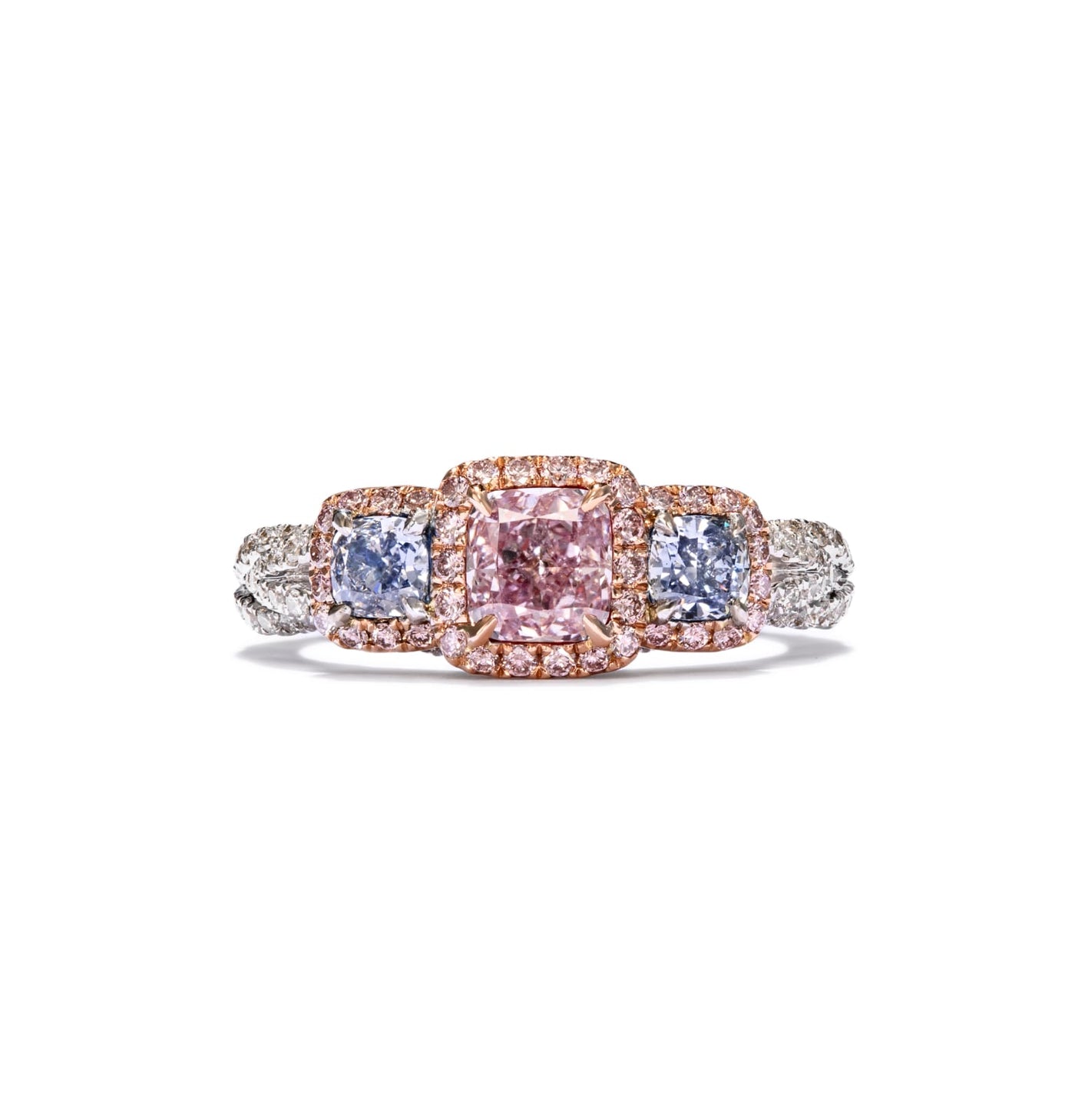 Pink & blue diamond ring, 1.65 carat