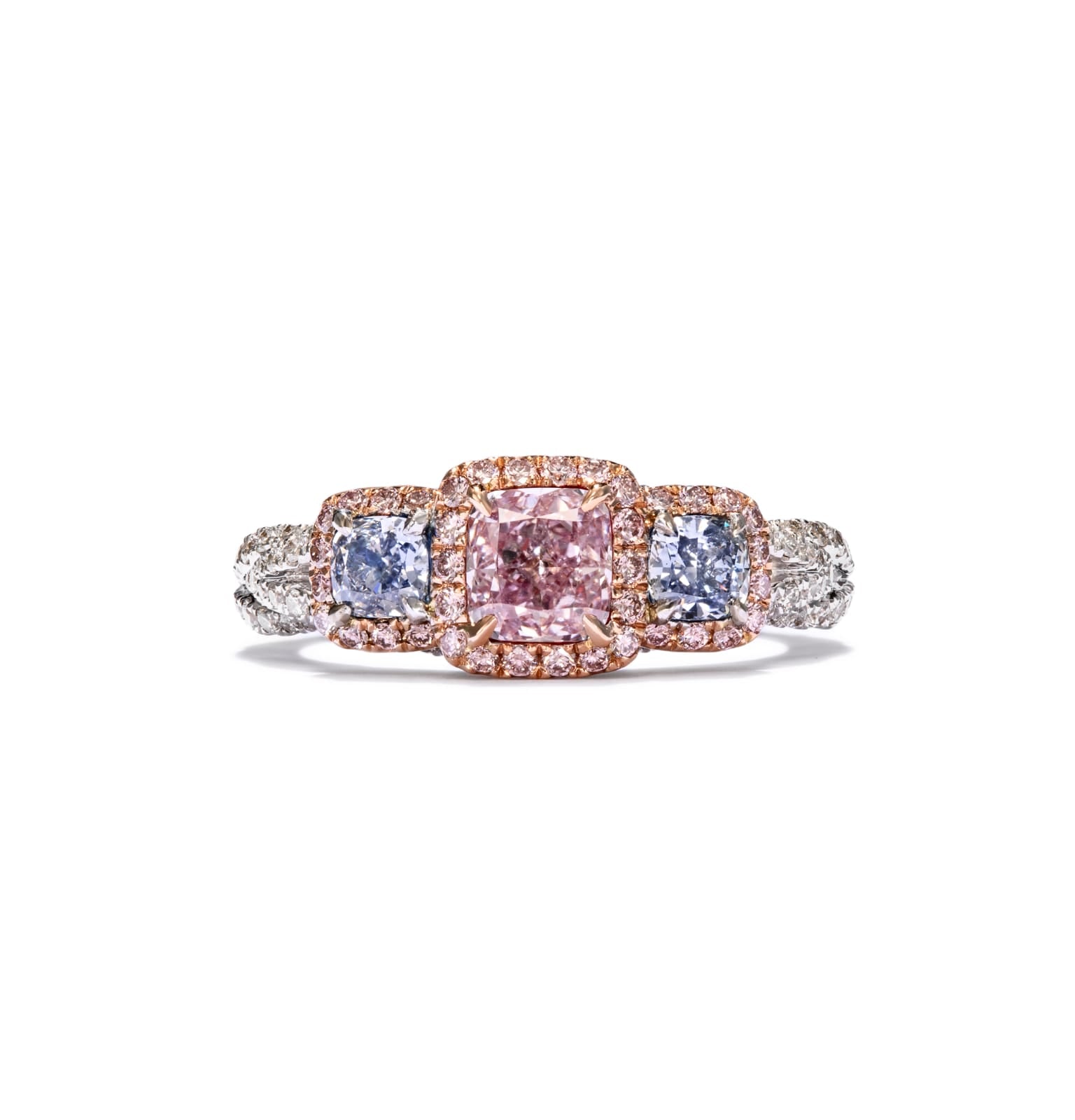 Pink & blue diamond ring, 1.65 carat
