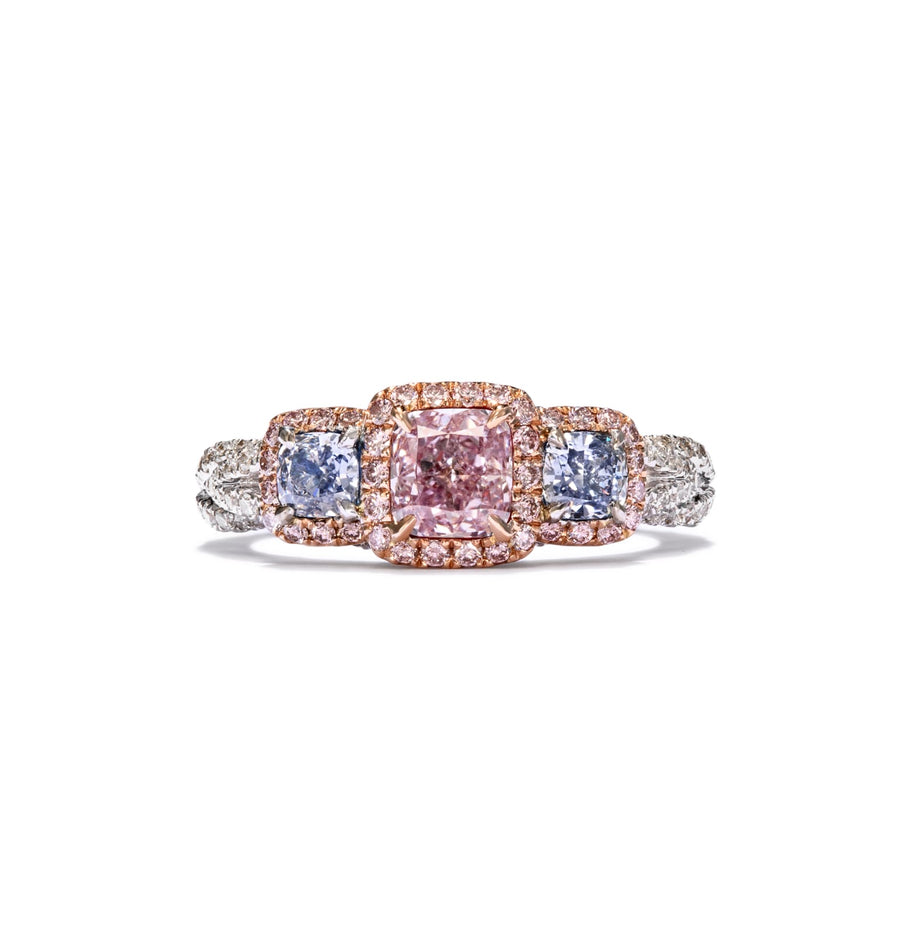 Pink & blue diamond ring, 1.65 carat