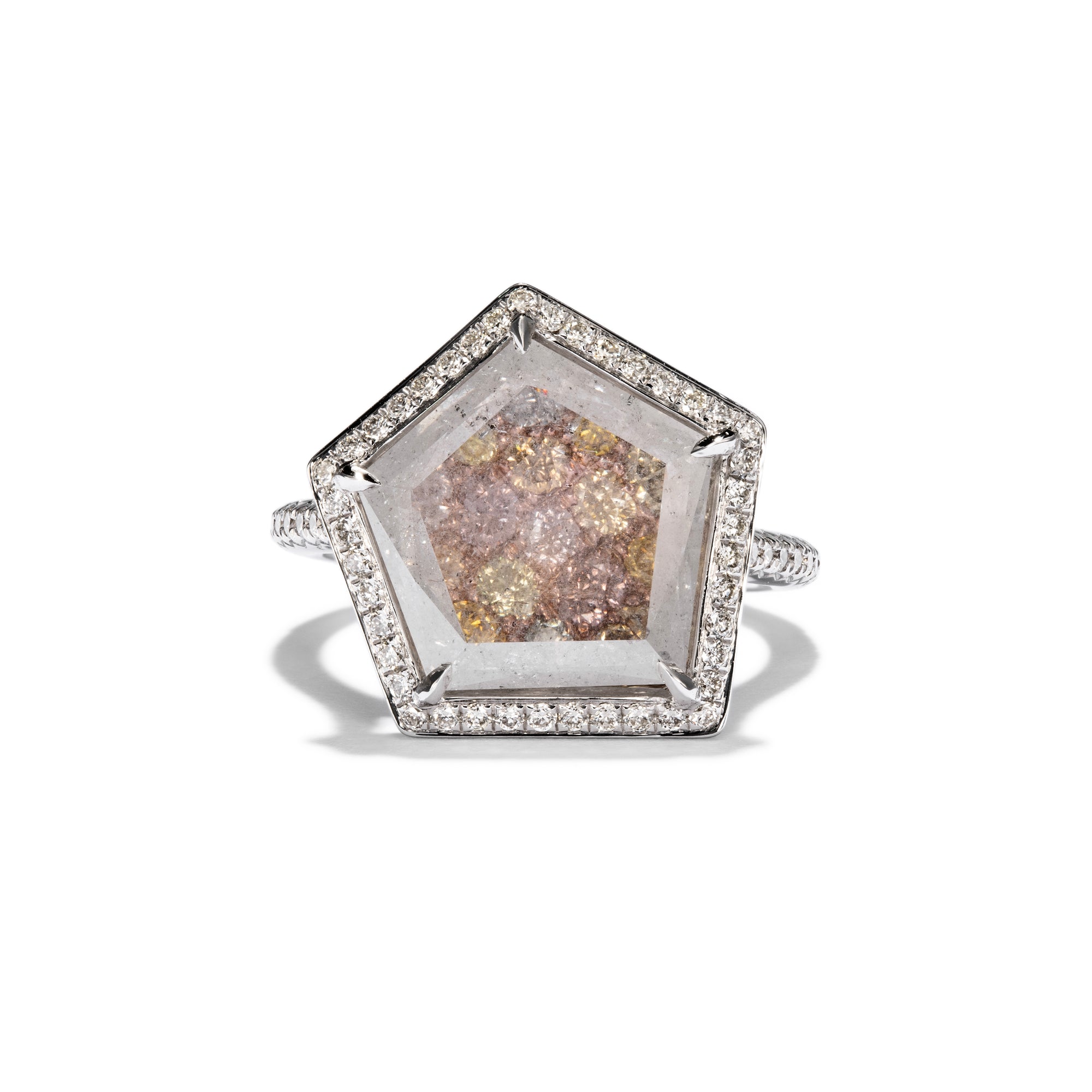 Multi color garden ring, 5.16 carat diamonds