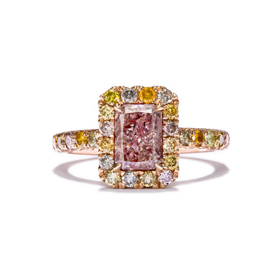 Brownish pink diamond ring, 1.91 carat